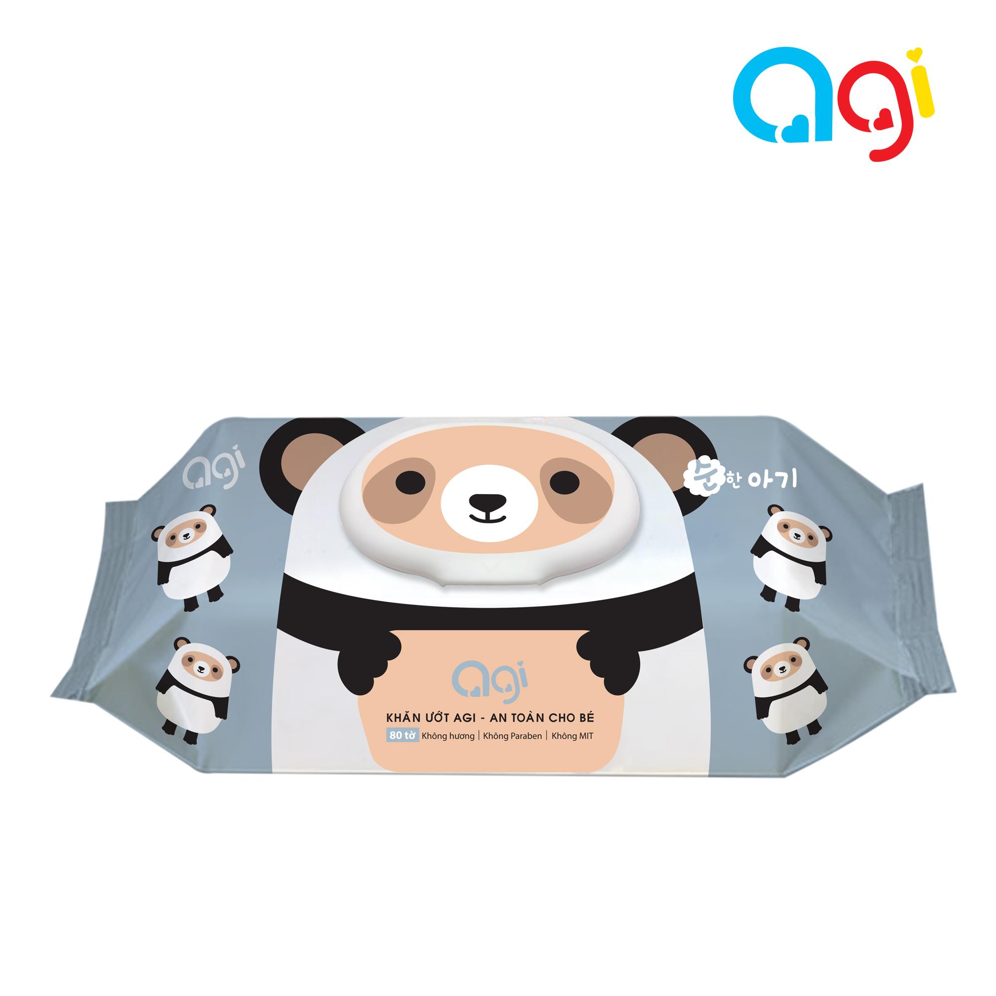 Khăn ướt Agi 80 tờ không hương - Con panda